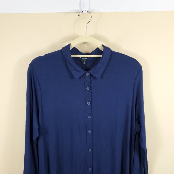Universal Standard Sally Liquid Jersey Shirt Dress in Blue Size 10/12 - Picture 3 of 11